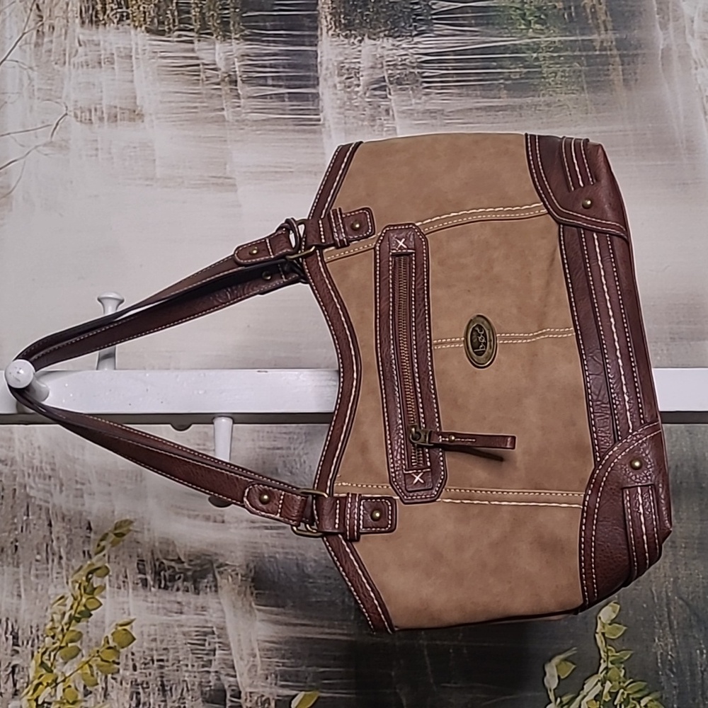 BOC Born Concepts Womens two toned brown hand bag purse lots of pockets!
